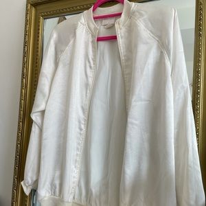 White vintage silk bomber jacket
